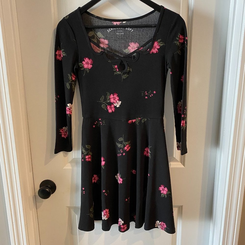 Aeropostale | Black Dress with Pink Flowers